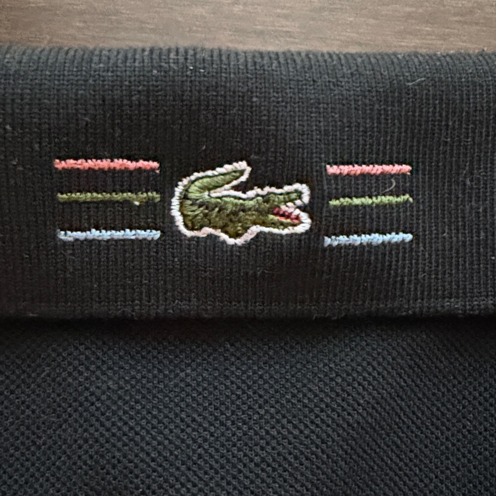 Lacoste Long Sleeve Polo Shirt Mens XL Size 7 Black Pique Classic Logo - Picture 2 of 10